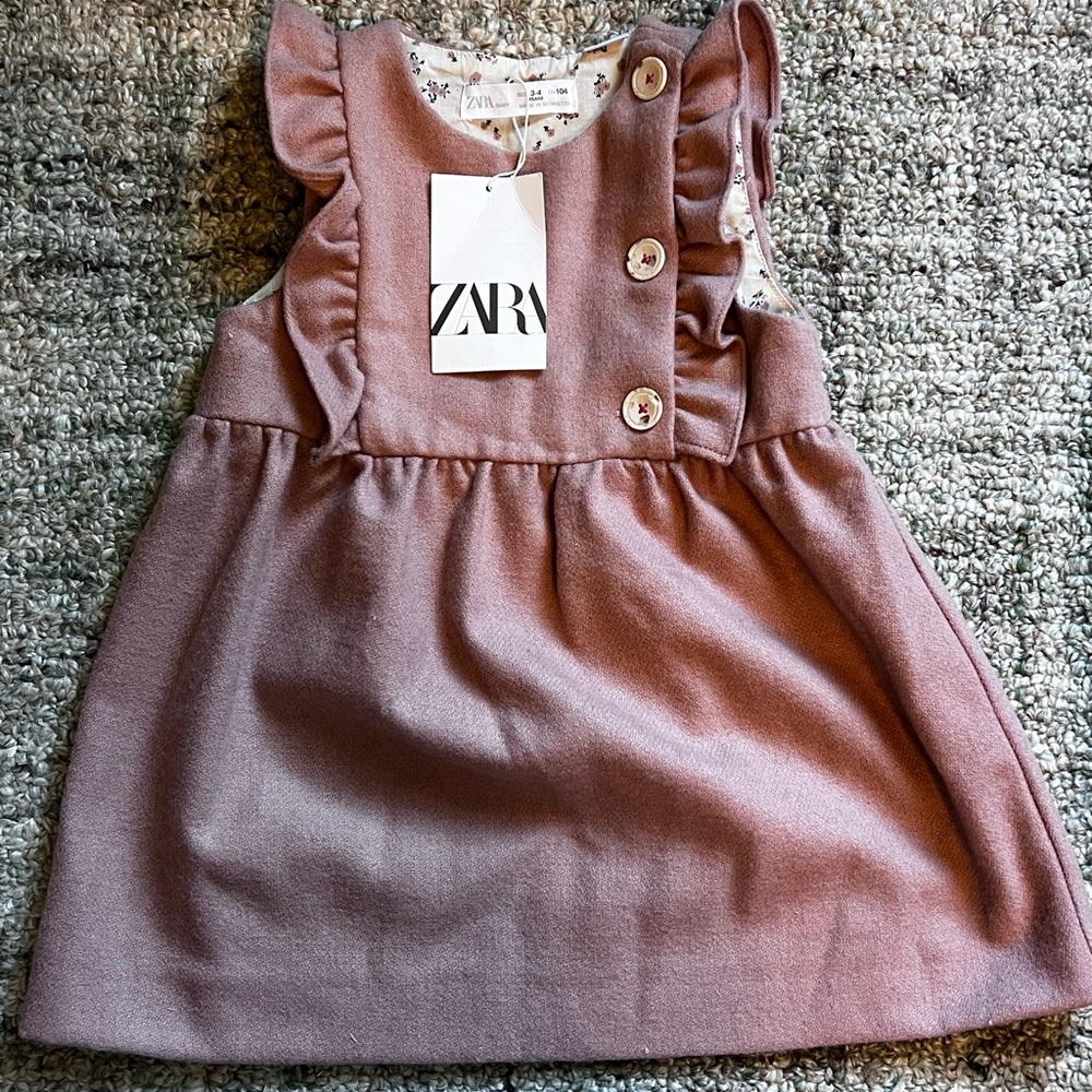 Zara Mauve Kids Dress with Button Accents